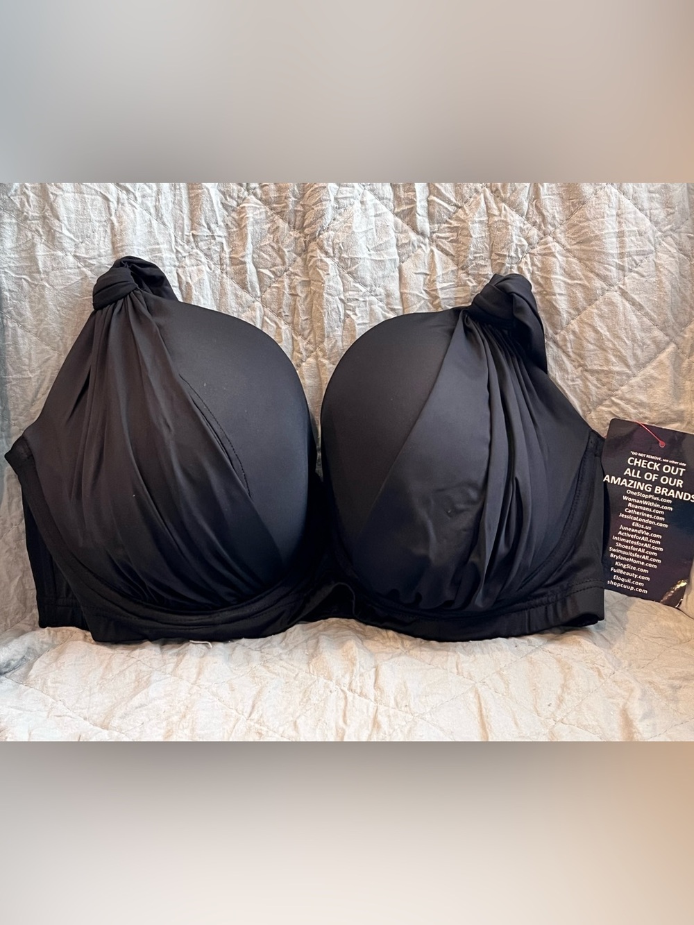 Swimsuits For All Black Draped Plunge Top